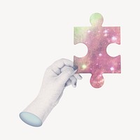 Hand holding jigsaw, business solution remix psd