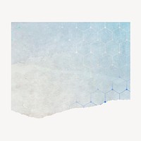 Blue ripped paper, beehive pattern collage element vector