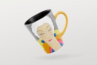 Ceramic mug mockup, vintage design psd