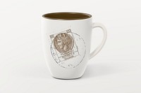 Coffee mug mockup, vintage ceramic design psd