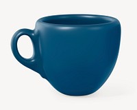 Ceramic espresso cup mockup, blue design psd