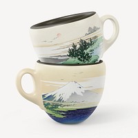 Ceramic espresso cup mockup, Japanese design psd