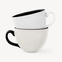 Ceramic coffee cups mockup, white design psd