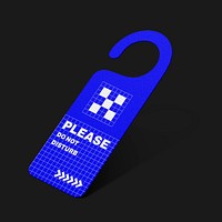 Door tag mockup, blue 3D rendering design psd