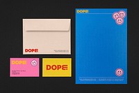 Envelope, business card mockup, funky design psd