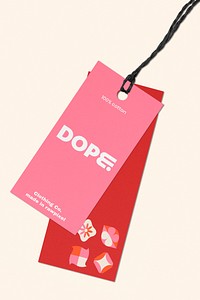 DOPE clothing labels in pink