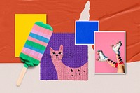 Funky, colorful mood board mockup, paper collage psd