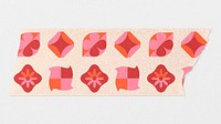 Washi tape  mockup, pink geometric pattern psd