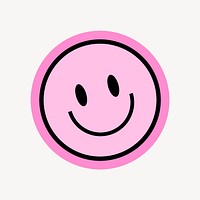 Smiling face sticker, retro design vector