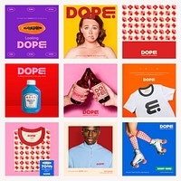 Funky branding Instagram post template, colorful business advertisement set vector