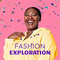 Fashion exploration Instagram post template, plus-size clothing  vector