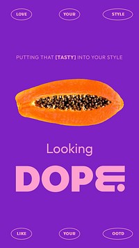 Funky papaya Instagram story template, purple design vector