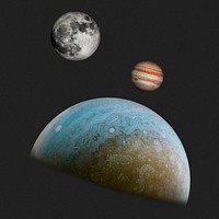 Space planets collage element, solar system psd