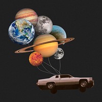 Solar system collage element, remixed media psd 