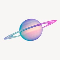 Colorful Saturn collage element, aesthetic design psd