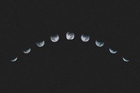 Moon phases collage element, astronomy psd