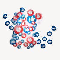 Social media likes collage element, reaction buttons psd