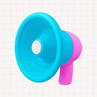 Cute megaphone collage element, 3D rendering psd