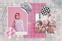 Feminine mood board, pink girly design