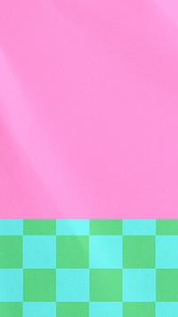 Pink retro iPhone wallpaper, checkered pattern border background