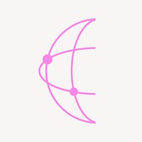 Crescent moon collage element, pink design vector