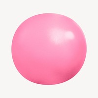 3D pink ball, round shape collage element