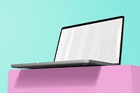 Laptop with colorful wall, digital device