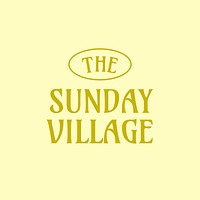 Yellow retro editable logo template, Sunday Village text vector