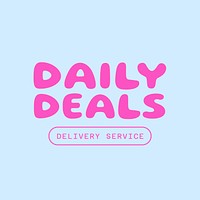 Aesthetic pink logo template, daily deals text vector
