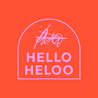 Hello pink logo template, arch shape design vector