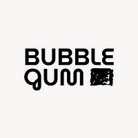 Black bubblegum fashion logo template vector