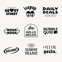 Black retro fashion logo template set vector