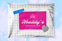 Plastic mailing bag label mockup psd