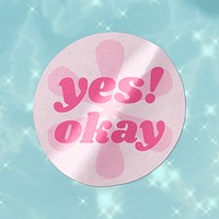 Badge sticker mockup, realistic pink design psd