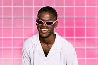 African man wearing pink sunglasses