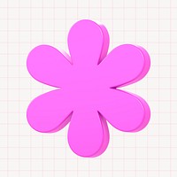 Pink asterisk collage element, 3D rendering psd