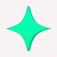 3D rendering green sparkle shape, collage element