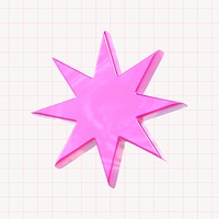 3D rendering shape, pink sunburst collage element psd