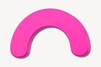 Pink curved line collage element, 3D rendering psd