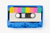 Colorful cassette tape collage element psd