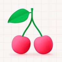 Cute cherry collage element, 3D rendering psd