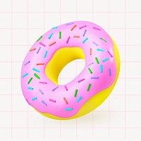 Sprinkled donut  collage element, 3D rendering psd