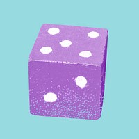 Purple dice cube collage element psd