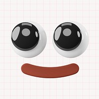 Cute smiling face collage element, 3D rendering psd