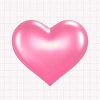 Pink heart collage element, 3D rendering psd