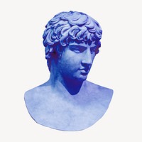 Blue male bust, funky design