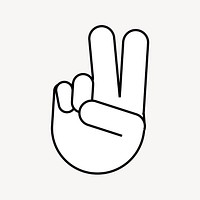 V sign hand collage element, white design vector