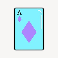 Ace diamond icon collage element, blue design psd