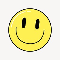 Smiling face collage element, yellow design psd