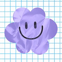 Smiling cloud, purple wrinkled paper design